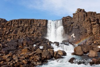 Waterfall of Oxararfoss at Pingvellir - Iceland