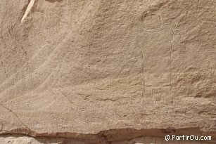 Nabatean engraving rocks at Wadi Rum desert - Jordan