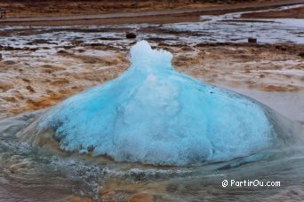 Geyser Strokkur on the site of Geysir - Iceland